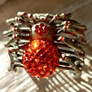 Fire Opal Premium Swarovski Crystal Elements Halloween Spider Bracelet Cuff NEW